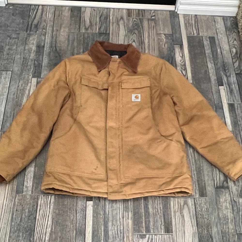 🔥 Vintage CARHARTT DUCK Traditional Quilted Lined Canvas Zip JACKET Sz L (44)